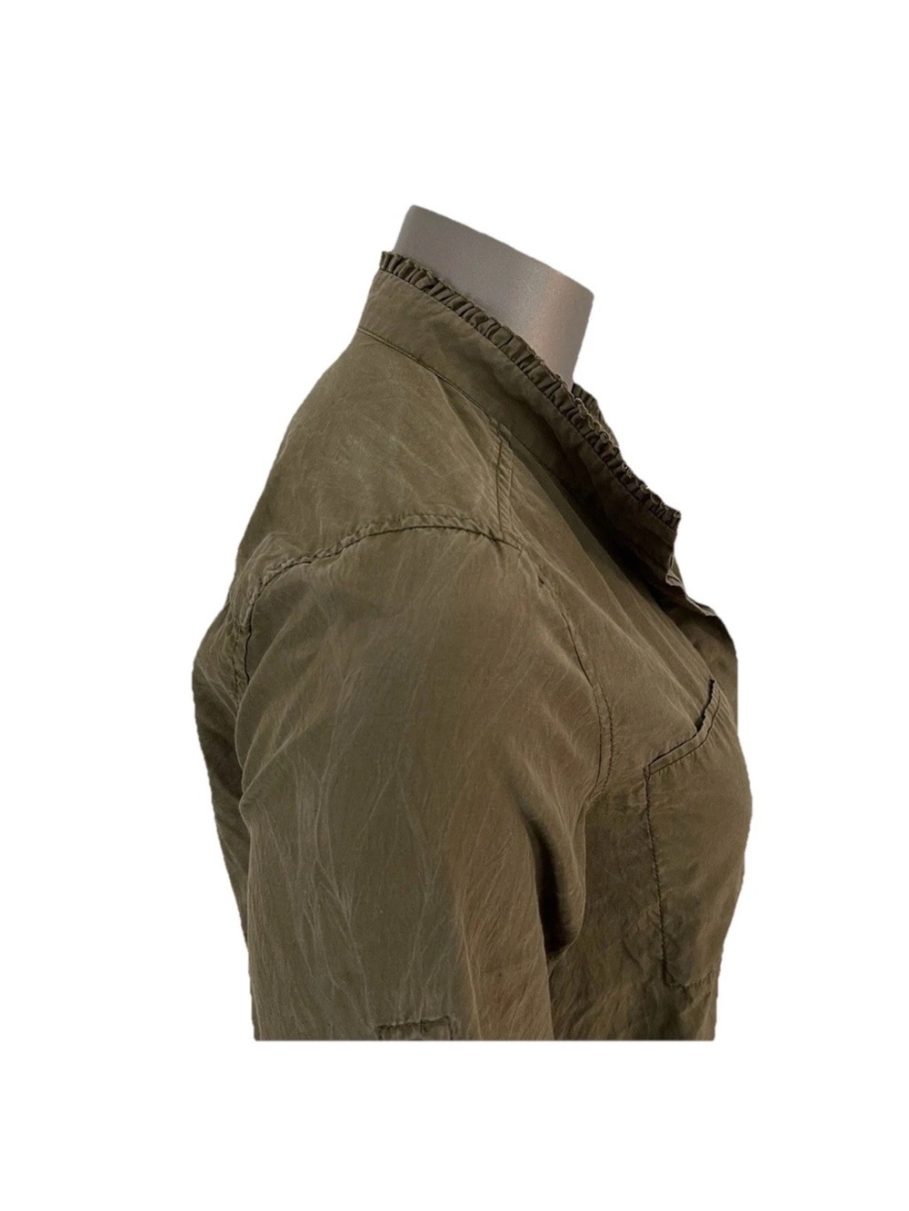 Banana‎ Republic Silk Dress Women’s 6 Green Cotton Cargo Knee Elastic Waist Army - Picture 8 of 13